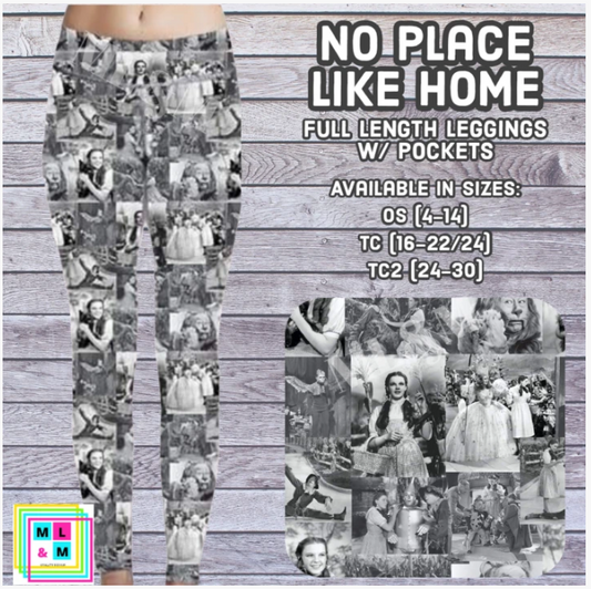 ML&M No Place Like Home b&w pocket leggings