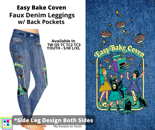 Easy Bake Coven Full Length Faux Denim w/ Side Leg Designs