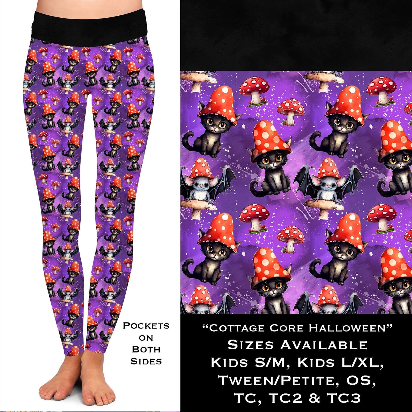 Cottage Core Halloween Leggings with Pockets