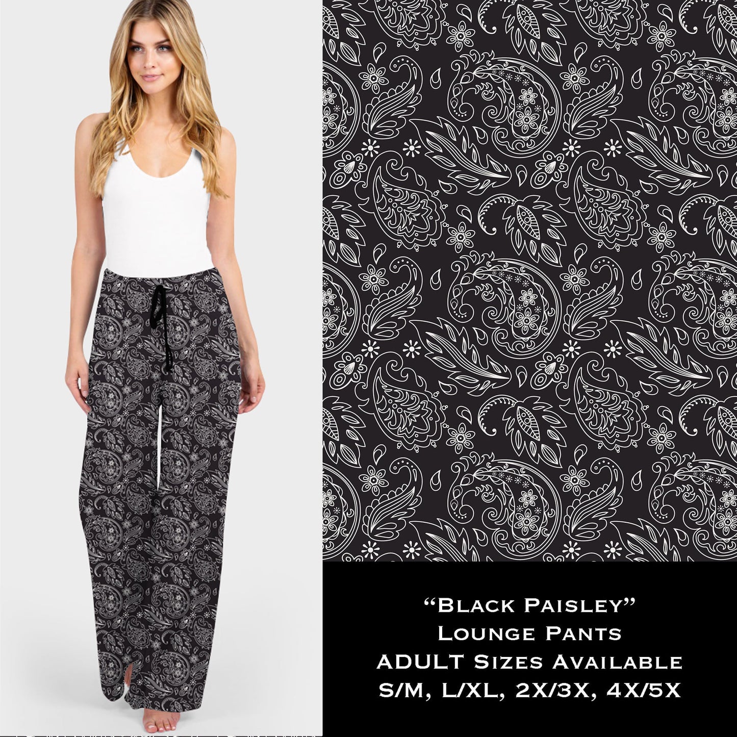 Black Paisley - Lounge Pants