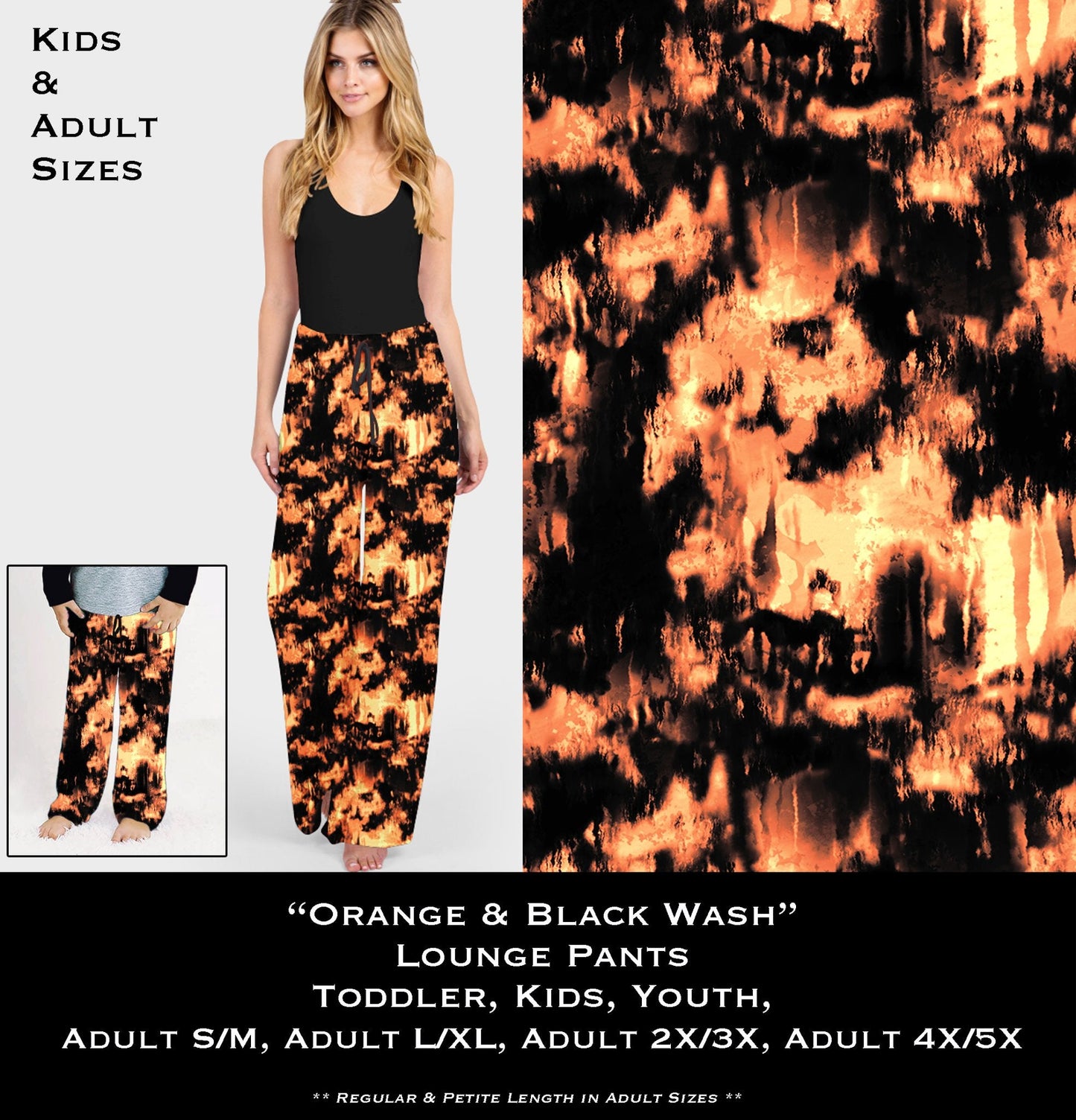 Orange & Black Wash Lounge Pants