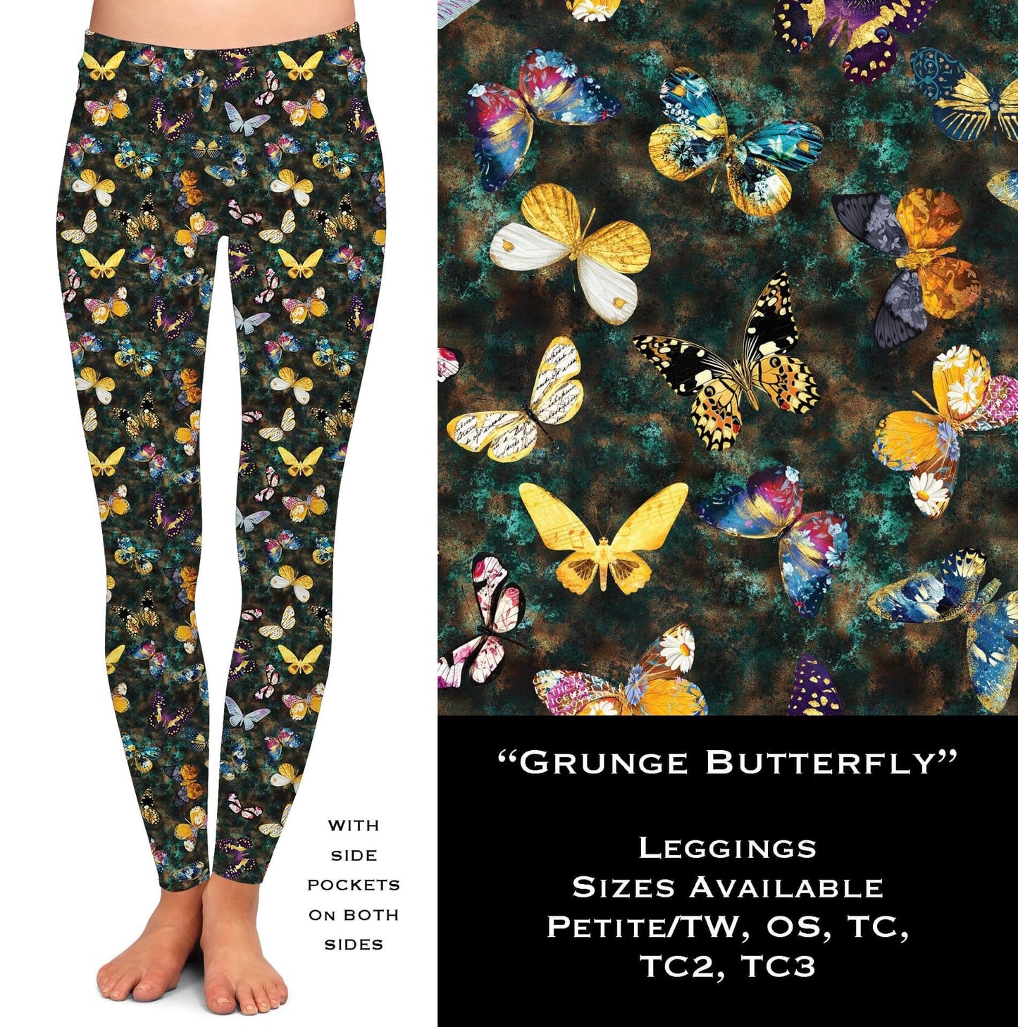 Grunge Butterfly - Leggings with Pockets
