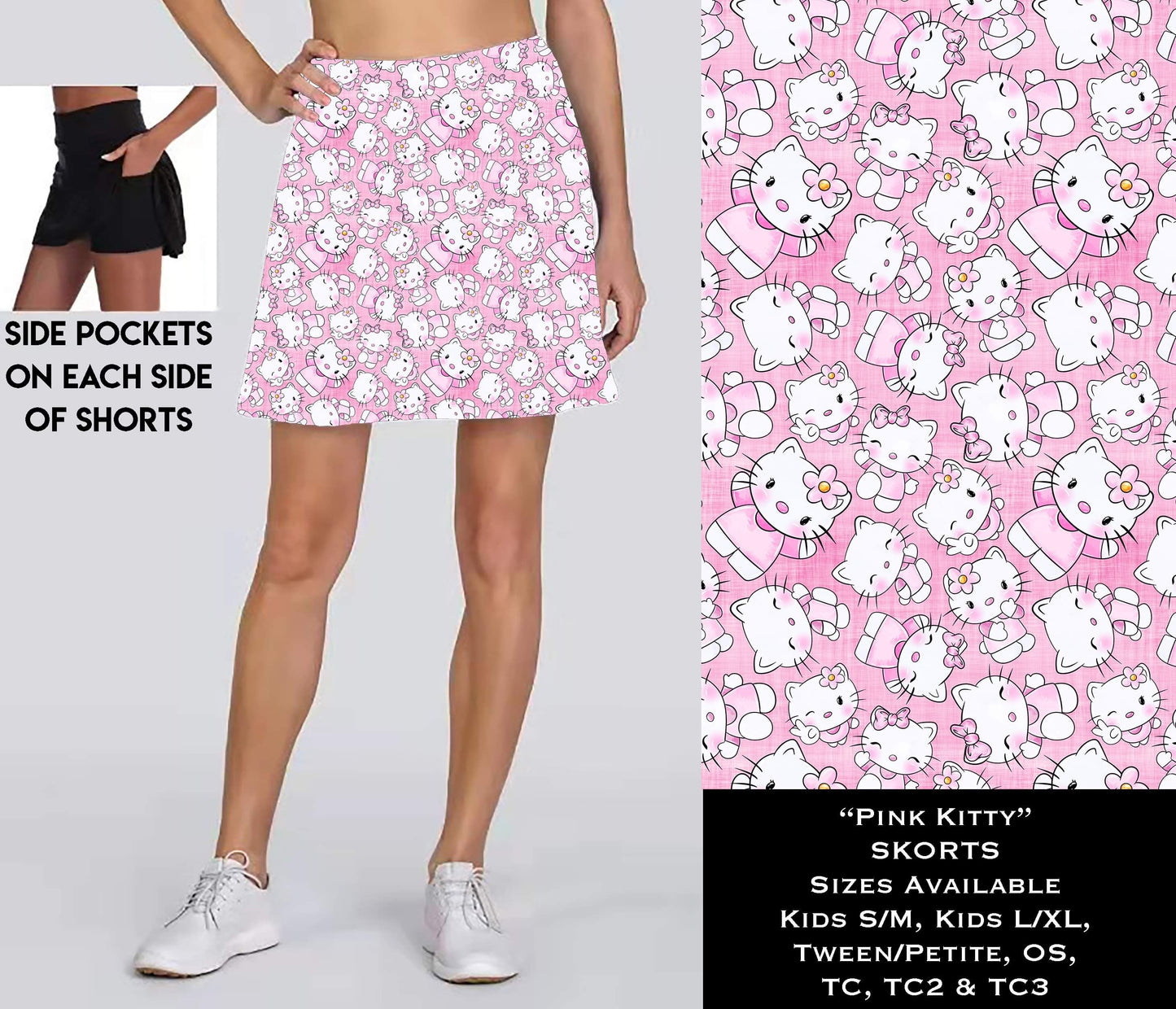 Pink Kitty Skort with Pockets