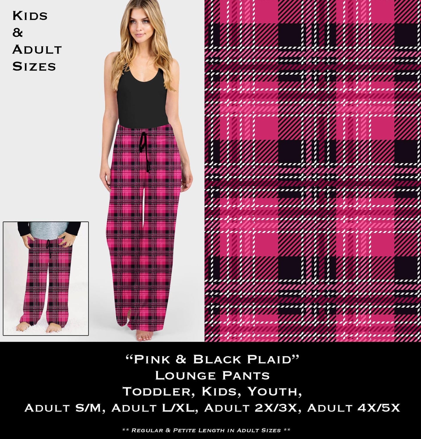 Pink & Black Plaid Lounge Pants
