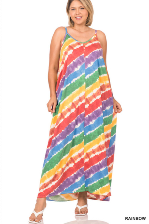 Z soft f/terry rainbow v-neck cami maxi dress #5051