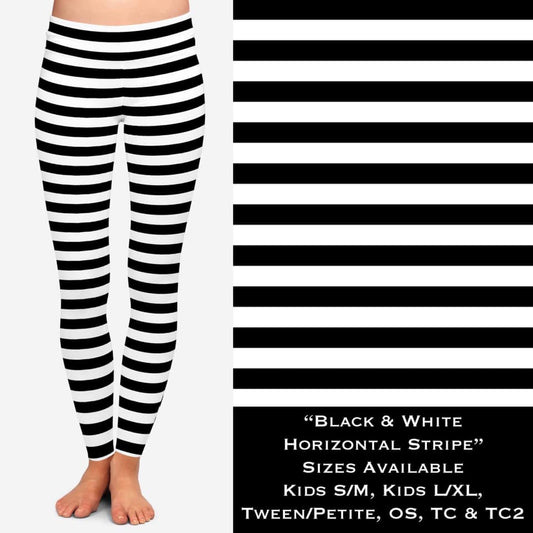 WW Black & White horizontal striped leggings
